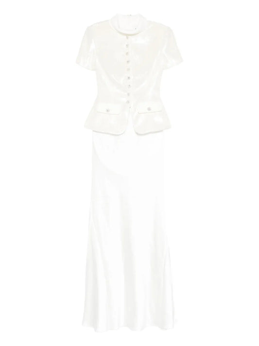 Self Portrait Button Embellishment Maxi Skirt Set Set Of Two — White — Size XS — Front View