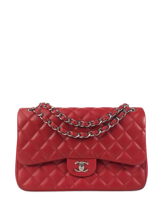 Chanel Pre Owned 2012 2013 Jumbo Classic Lambskin Double Flap Shoulder Bag — Same as shown — Size One Size — Front View