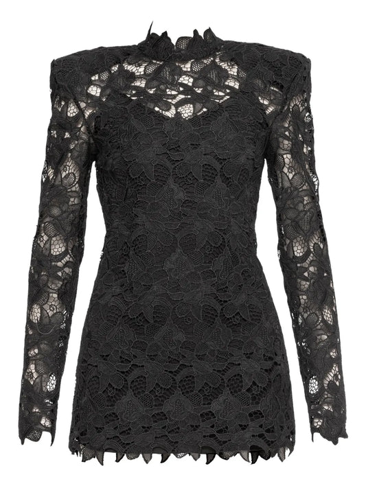 Nissa Lace Mini Dress — Black — Size XS — Front View