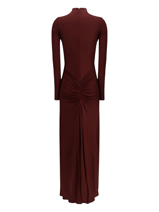 Alaia Zip Back Fastening Dress — Dark Brown/ Brown — Size S — Front View