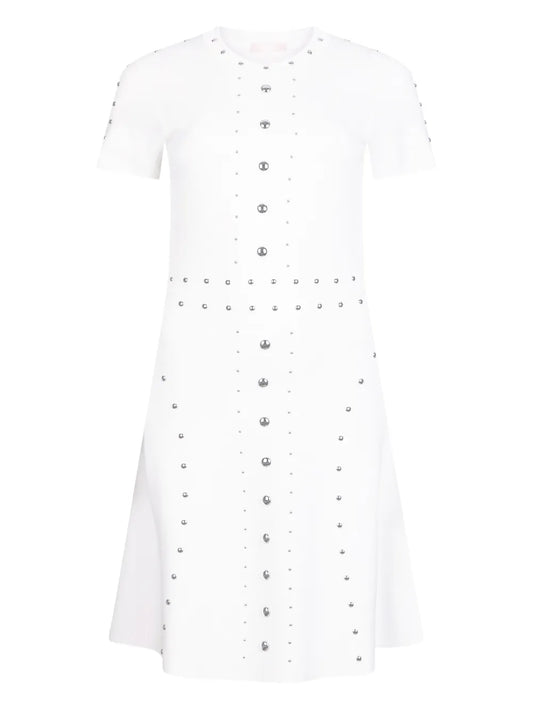 Liu Jo Studded Knit Mini Dress — White — Size S — Front View
