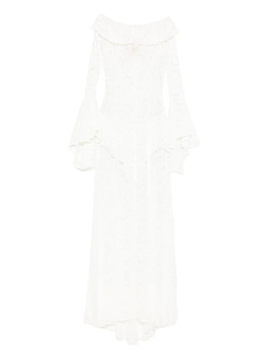 Miau By Clara Rotescu White Maxi Dress — White/ Red — Size XS — Front View