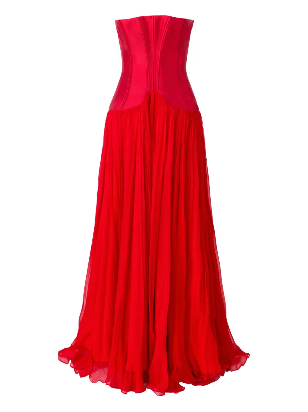 Araftu Corset Tie Fastening Maxi Dress — Red — Size S — Front View