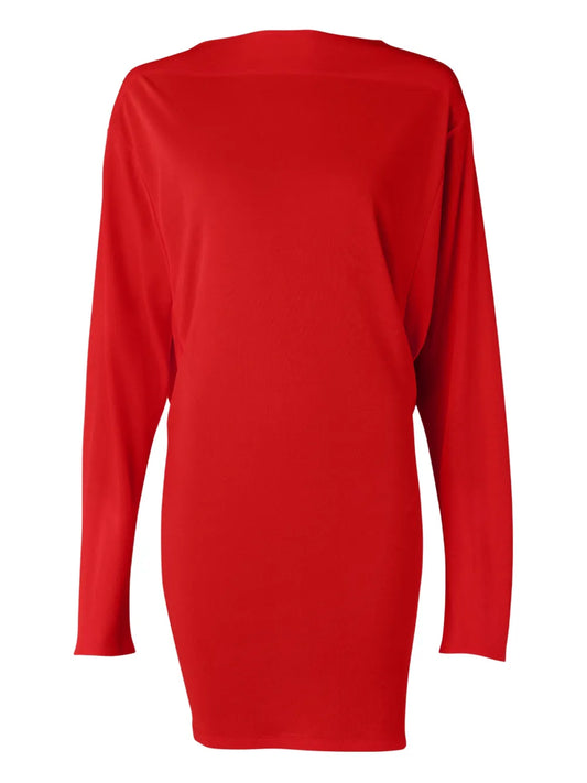 Jacquemus La Mistral Open Back Draped Dress — Red — Size M — Front View
