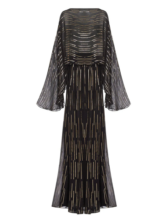 Taller Marmo Tribeca Striped Maxi Dress — Black — Size XS — Front View