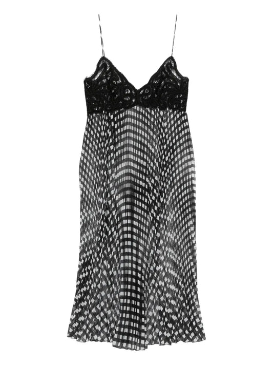 Ermanno Scervino Lace Panel Midi Dress — Black — Size XS — Front View