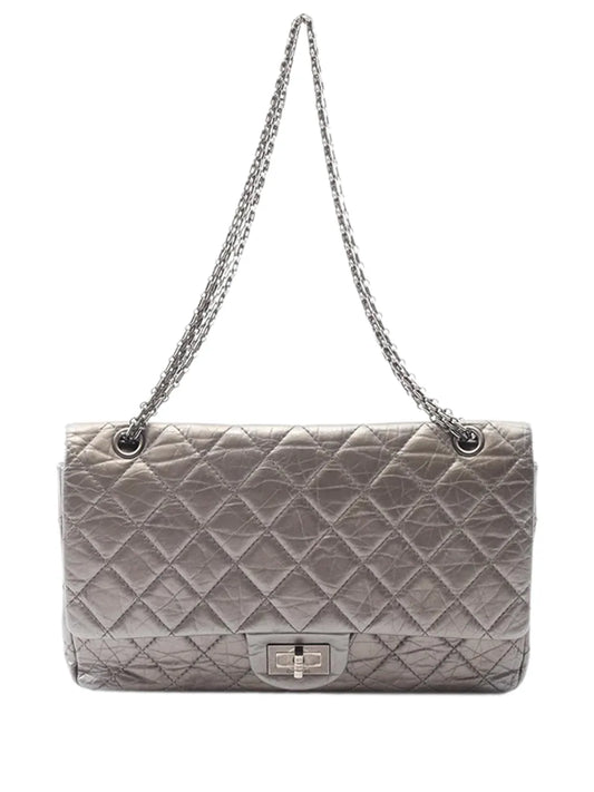 Chanel Pre Owned 2012 2013 Maxi Aged Calfskin Reissue 255 Double Flap Bag Shoulder Bag — Same as shown — Size One Size — Front View