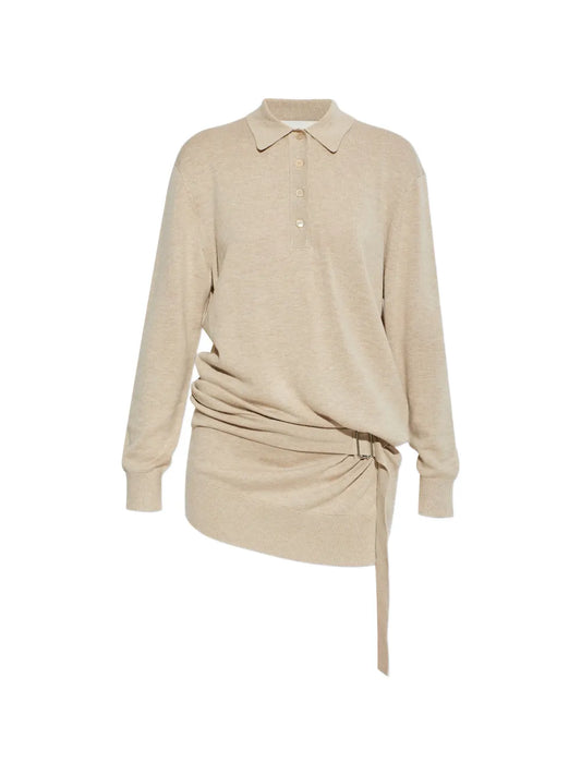 Isabel Marant Bathilde Drape Mini Dress — Beige — Size S — Front View