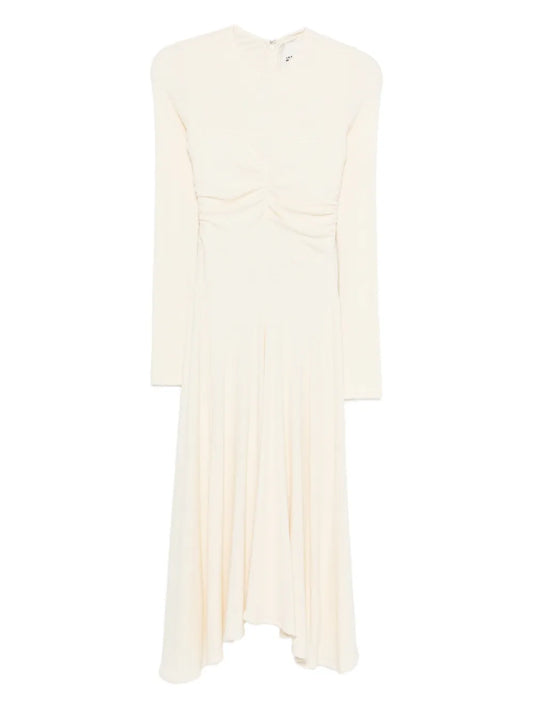 Isabel Marant Flora Ruched Midi Dress — White — Size XS — Front View