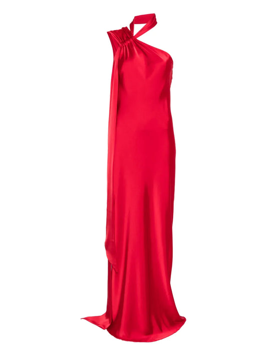 Atu Body Couture One Shoulder Gown — Red — Size XS — Front View