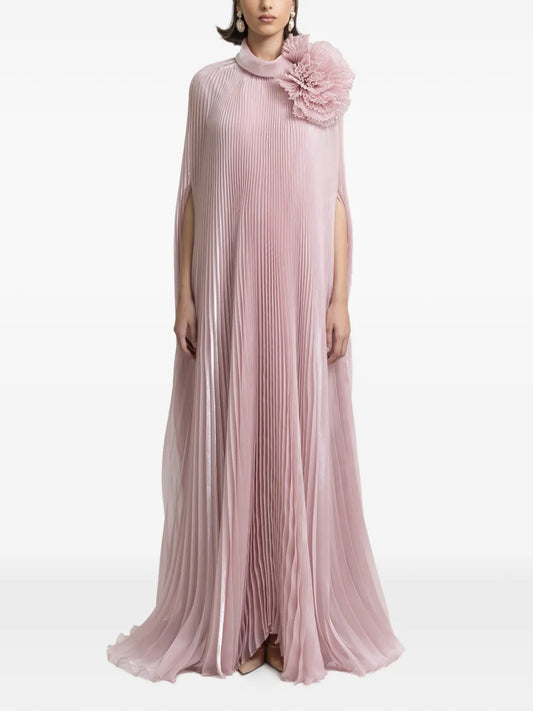 Gemy Maalouf Draped Flower Maxi Dress — Pink — Size XS — Front View