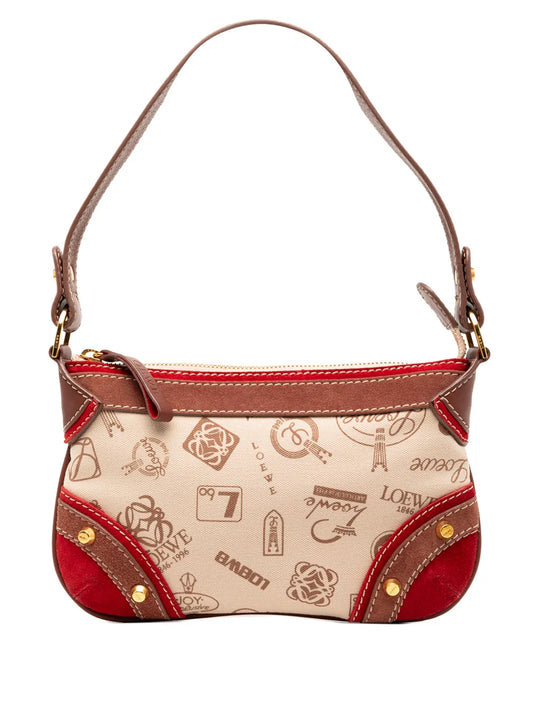 Loewe Pre Owned 2006 160Th Anniversary Suede Trimmed Canvas Shoulder Bag — Same as shown — Size One Size — Front View