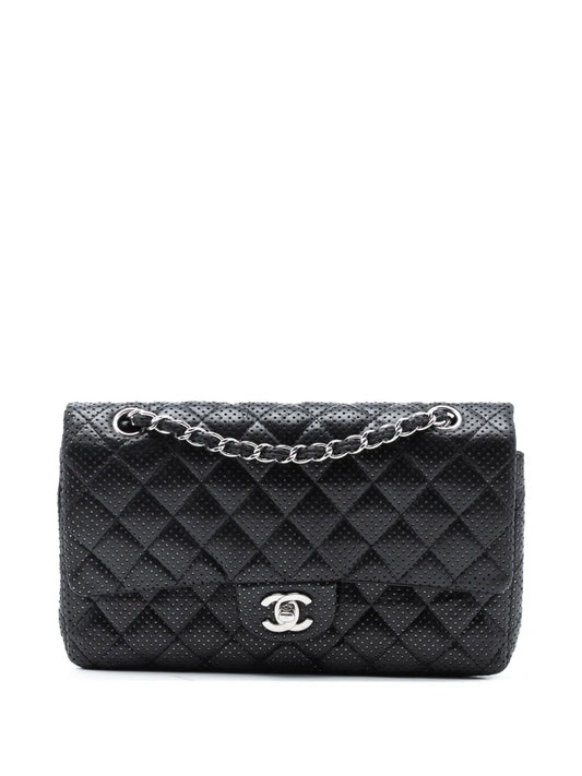 Chanel Pre Owned 2006 2008 Medium Classic Perforated Lambskin Double Flap Shoulder Bag — Same as shown — Size One Size — Front View