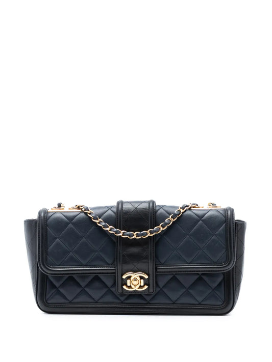 Chanel Pre Owned 2014 2015 Large Bicolor Quilted Lambskin Elegant Cc Flap Shoulder Bag — Same as shown — Size One Size — Front View