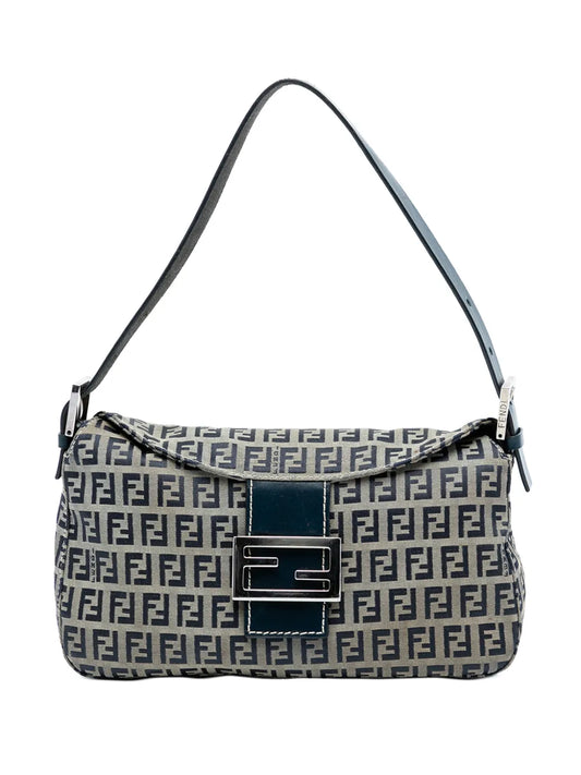 Fendi Pre Owned 20Th Century Zucchino Canvas Double Flap Shoulder Bag — Same as shown — Size One Size — Front View