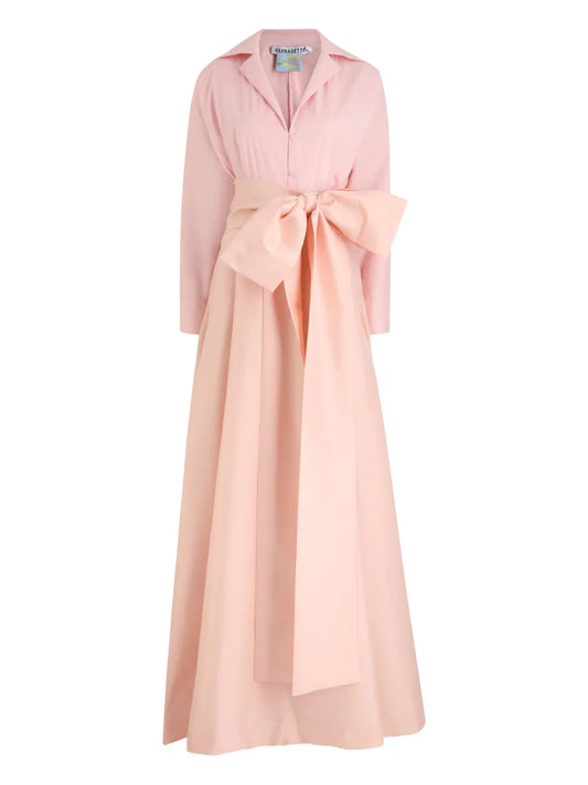Bernadette Bow Detail Shirt Dress — Pink — Size XS — Front View