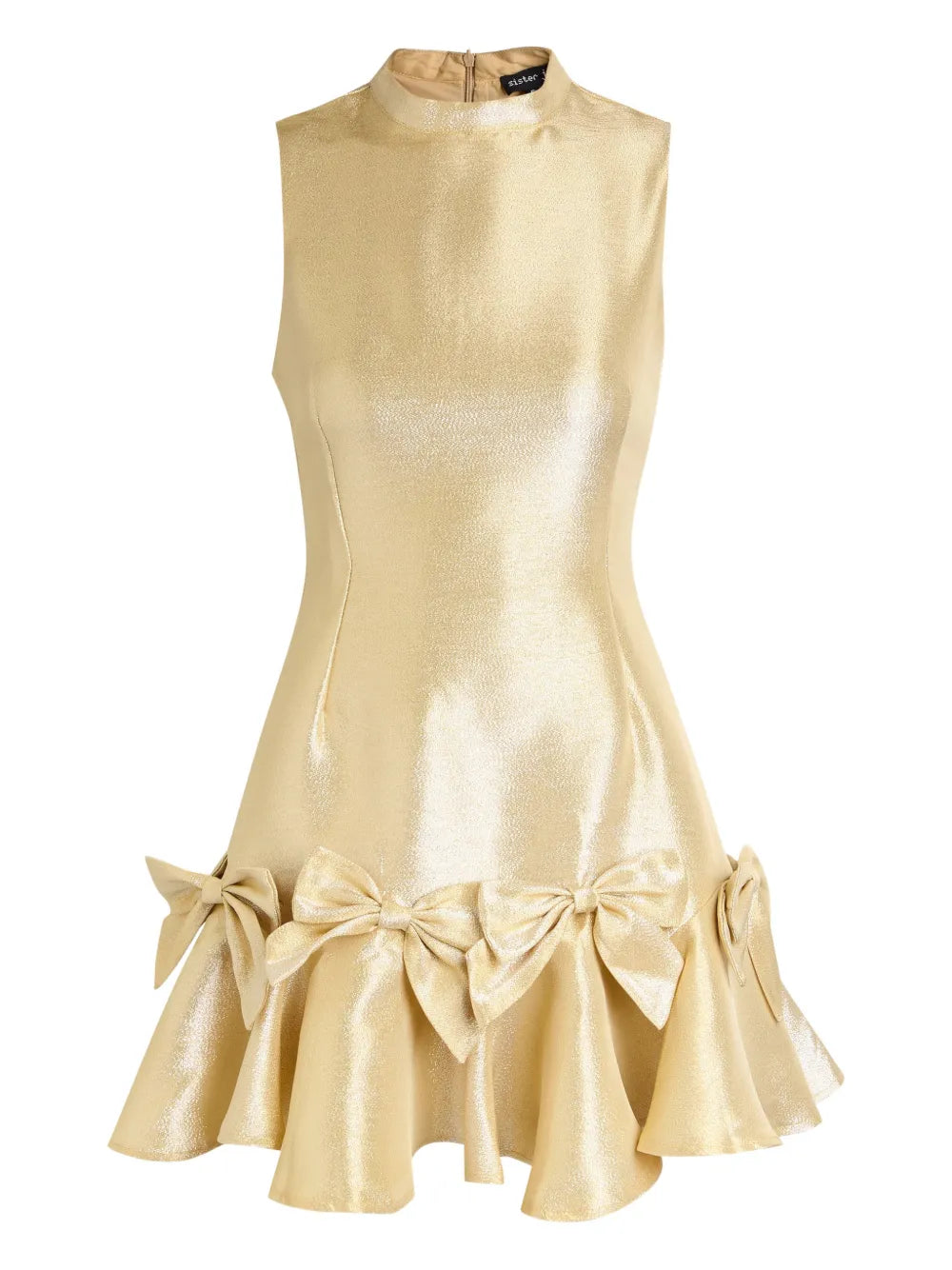 Sister Jane Shimmy High Neck Mini Dress — Gold — Size XS — Front View