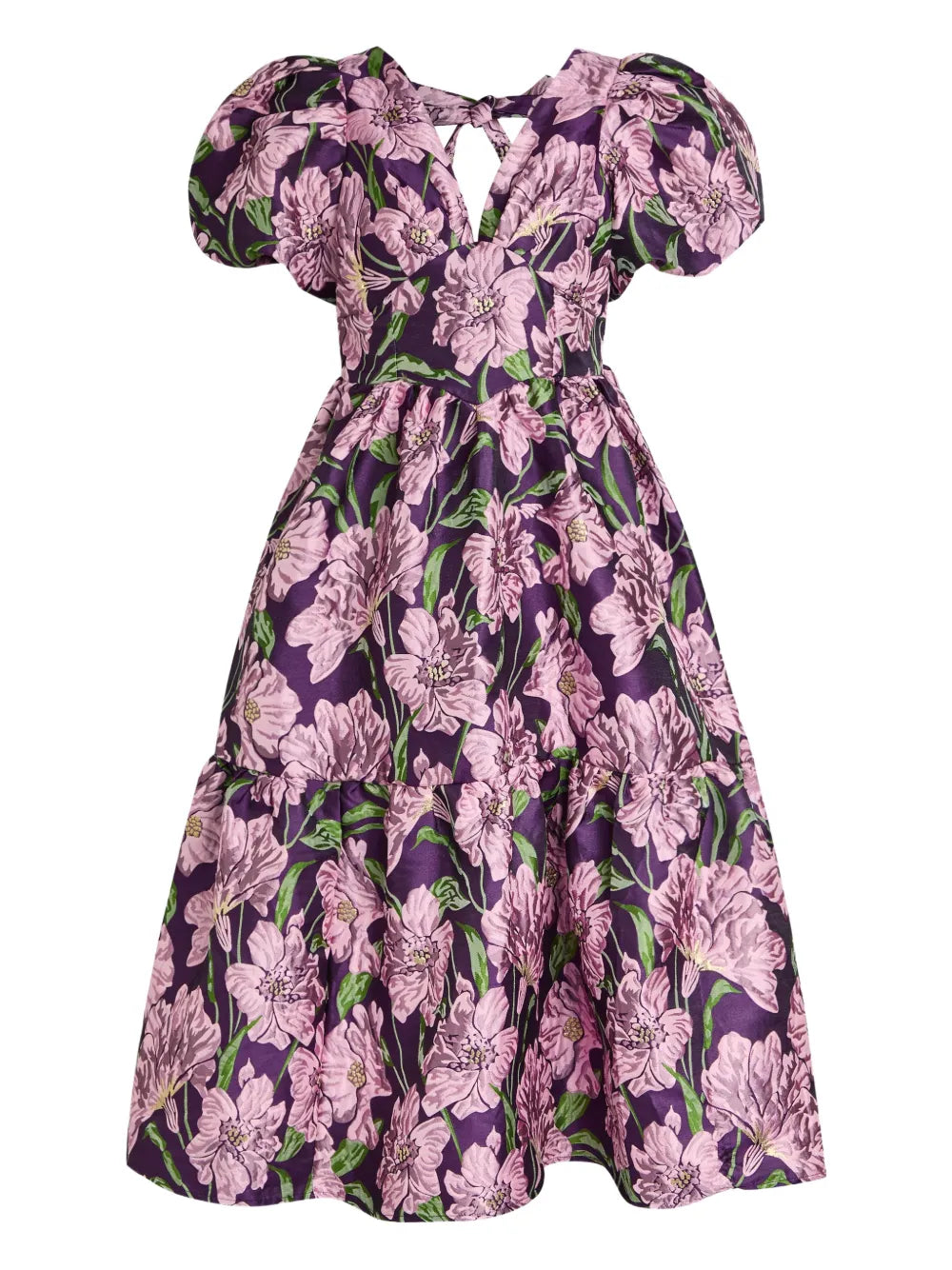 Sister Jane Floraison Jacquard Midi Dress — Purple — Size XS — Front View