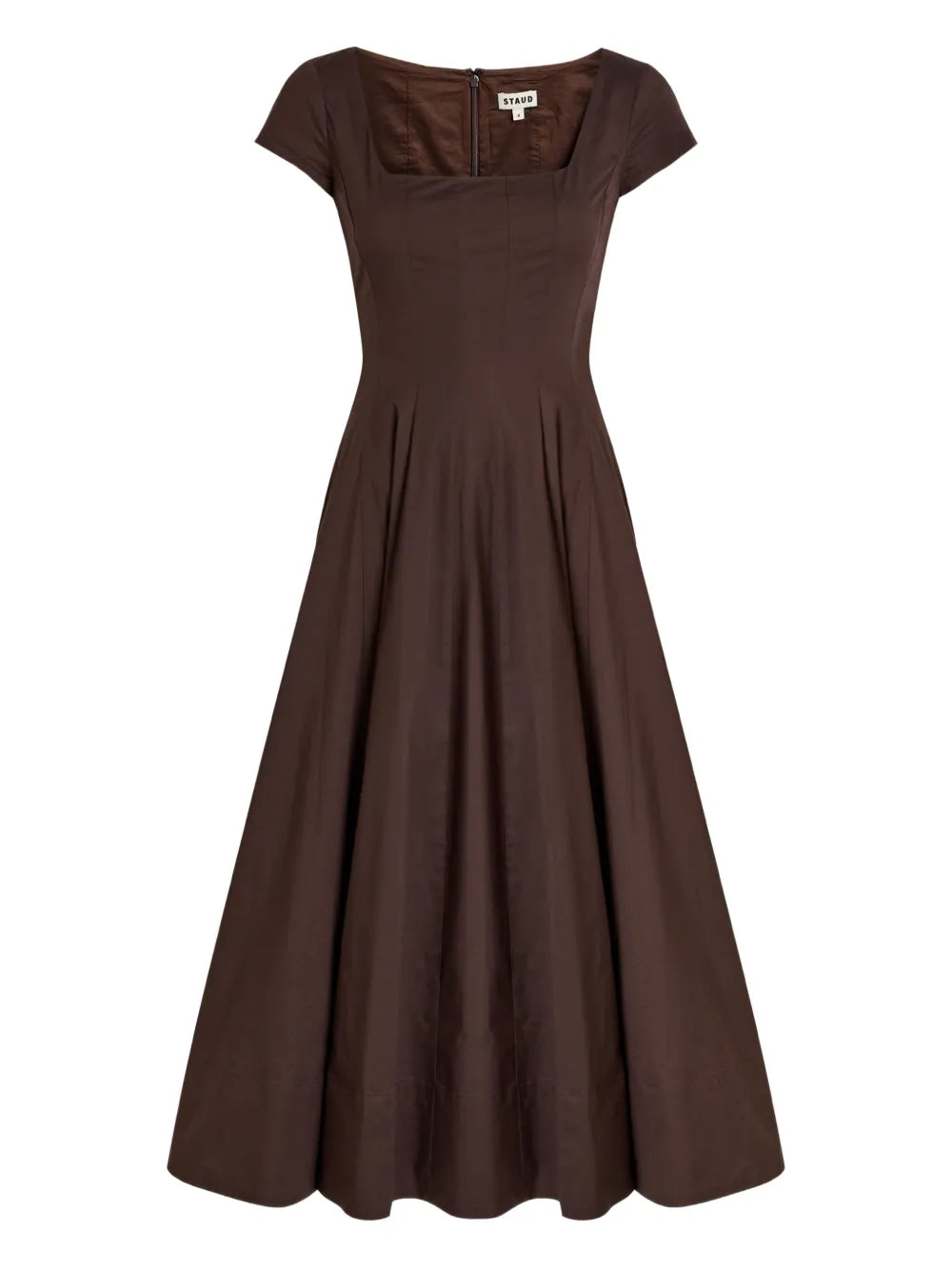 Staud Wells Square Neck A Line Midi Dress — Same as shown — Size XS — Front View
