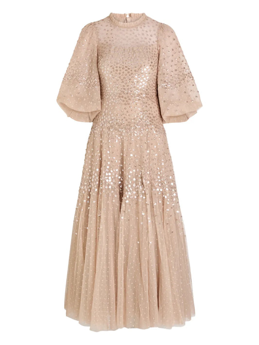 Needle Thread Sequin Embellished Flute Sleeve Dress — Same as shown — Size XS — Front View
