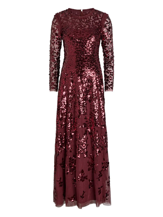 Needle Thread Sequinnes Floral Gown — Red — Size XS — Front View