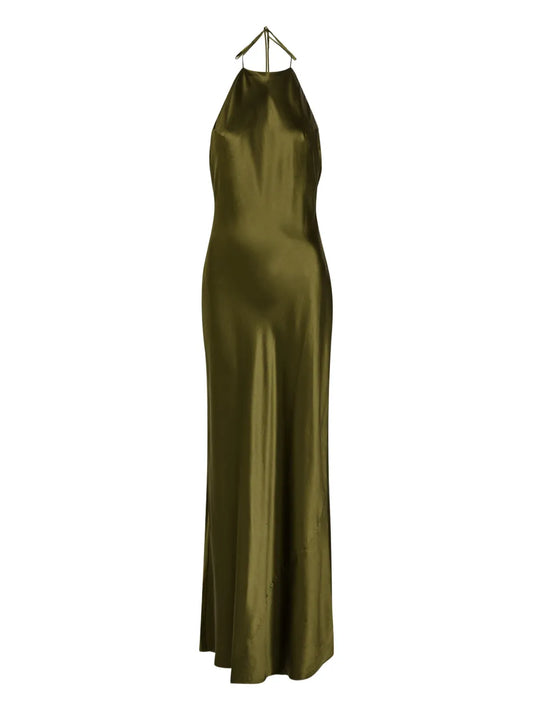 Reformation Jeany Halterneck Maxi Dress — Green — Size XS — Front View
