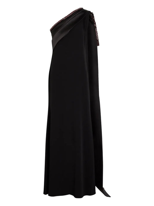Roland Mouret Embellishment One Shoulder Maxi Dress — Black — Size XS — Front View