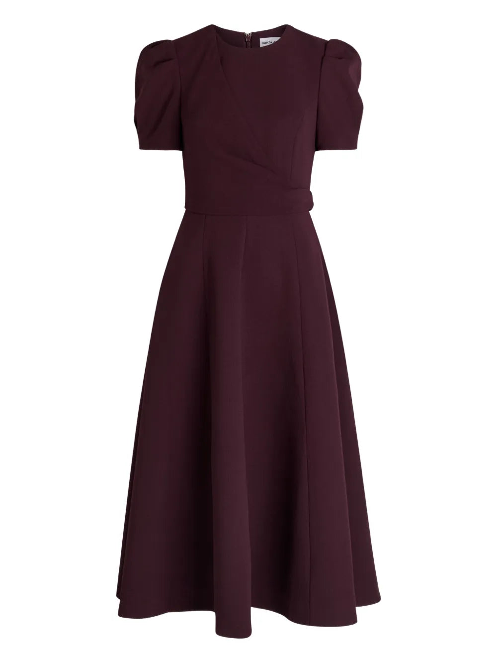 Rebecca Vallance Syrah Puff Sleeve A Line Midi Dress — Black — Size XS — Front View
