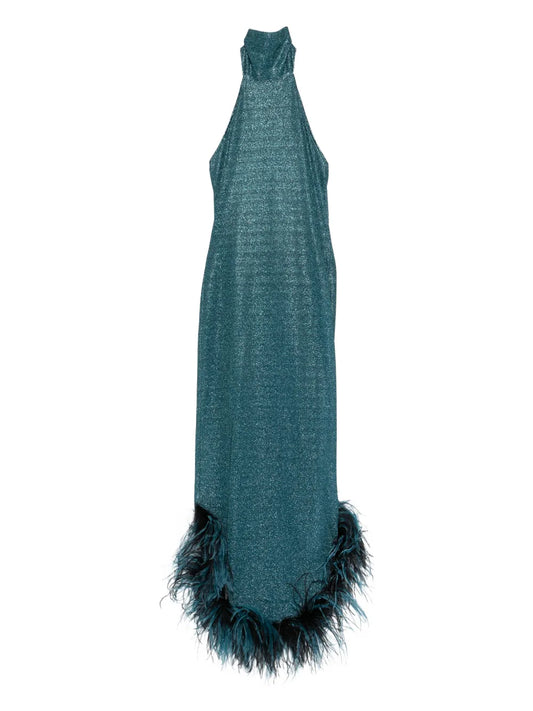 Oseree Lumiere Plumage Halterneck Dress — Same as shown — Size S — Front View