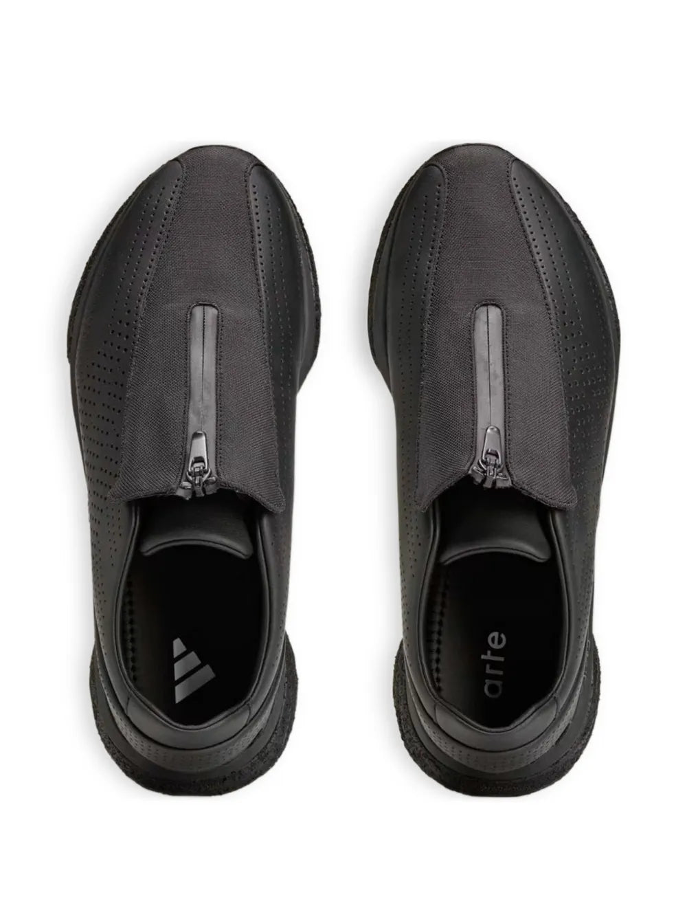 adidas X Arte Antwerp Lightblaze Pod Perforated-Design Sneakers — Black — Size US M 7 - US W 8.5 — Top View