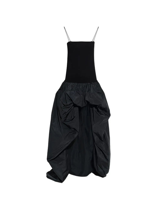 Stella Mccartney Asymmetrical Sleeveless Maxi Dress — Black/ Red — Size S — Front View