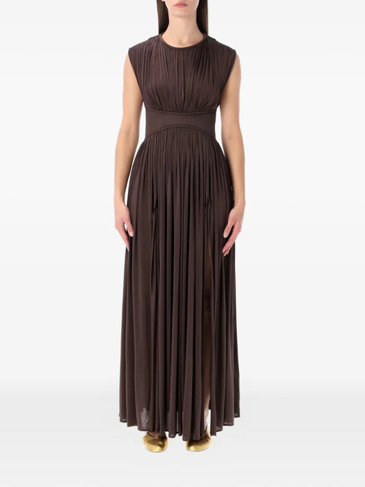 Zimmermann Hypnotic Column Pleated Dress — Brown — Size XS — Front View