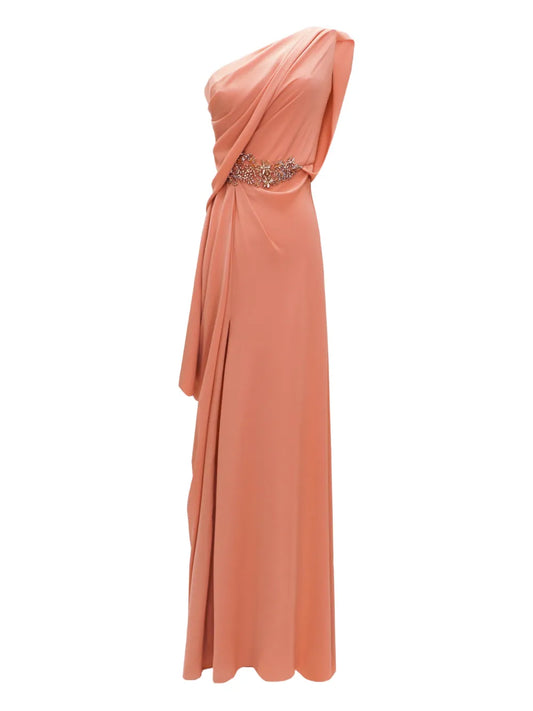Gemy Maalouf One Shoulder Draped Maxi Dress — Same as shown — Size XXS — Front View