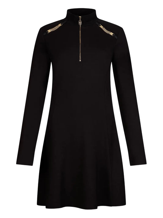 Liu Jo Half Zip Knitted Dress — Black — Size S — Front View