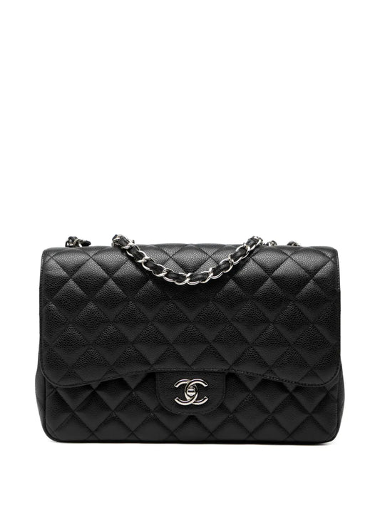 Chanel Pre Owned 2009 2010 Jumbo Classic Caviar Double Flap Shoulder Bag — Same as shown — Size One Size — Front View
