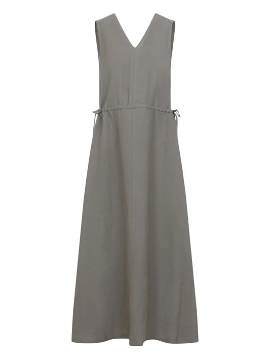 Peserico V Neck Midi Dress — Brown — Size XS — Front View