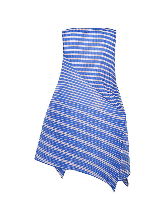 Issey Miyake Striped Dress — Blue — Size S — Front View