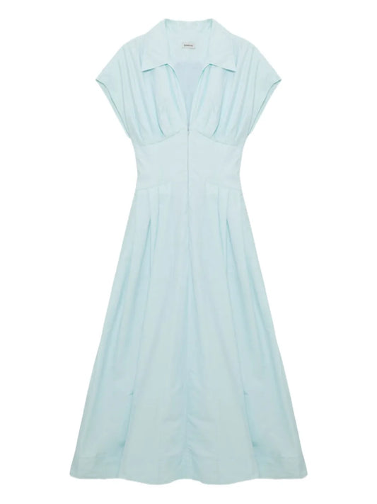 Simkhai Farlow Pleated Midi Dress — Blue/ Red — Size XS — Front View