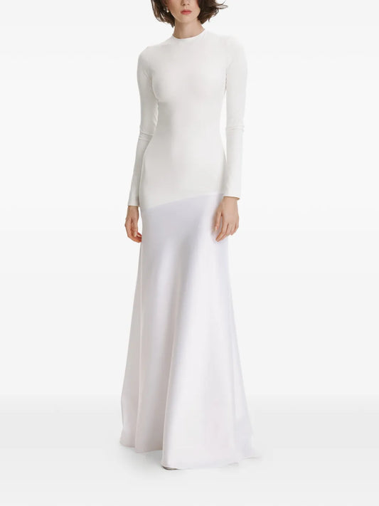 2310 Studio Long Sleeves Panelled Maxi Dress — White — Size XS — Front View