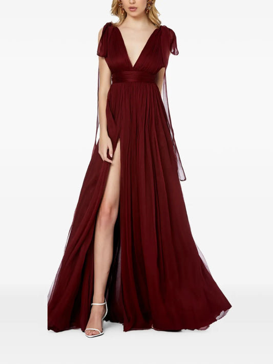 Framboise Savana V Neck Maxi Dress — Same as shown — Size XS — Front View