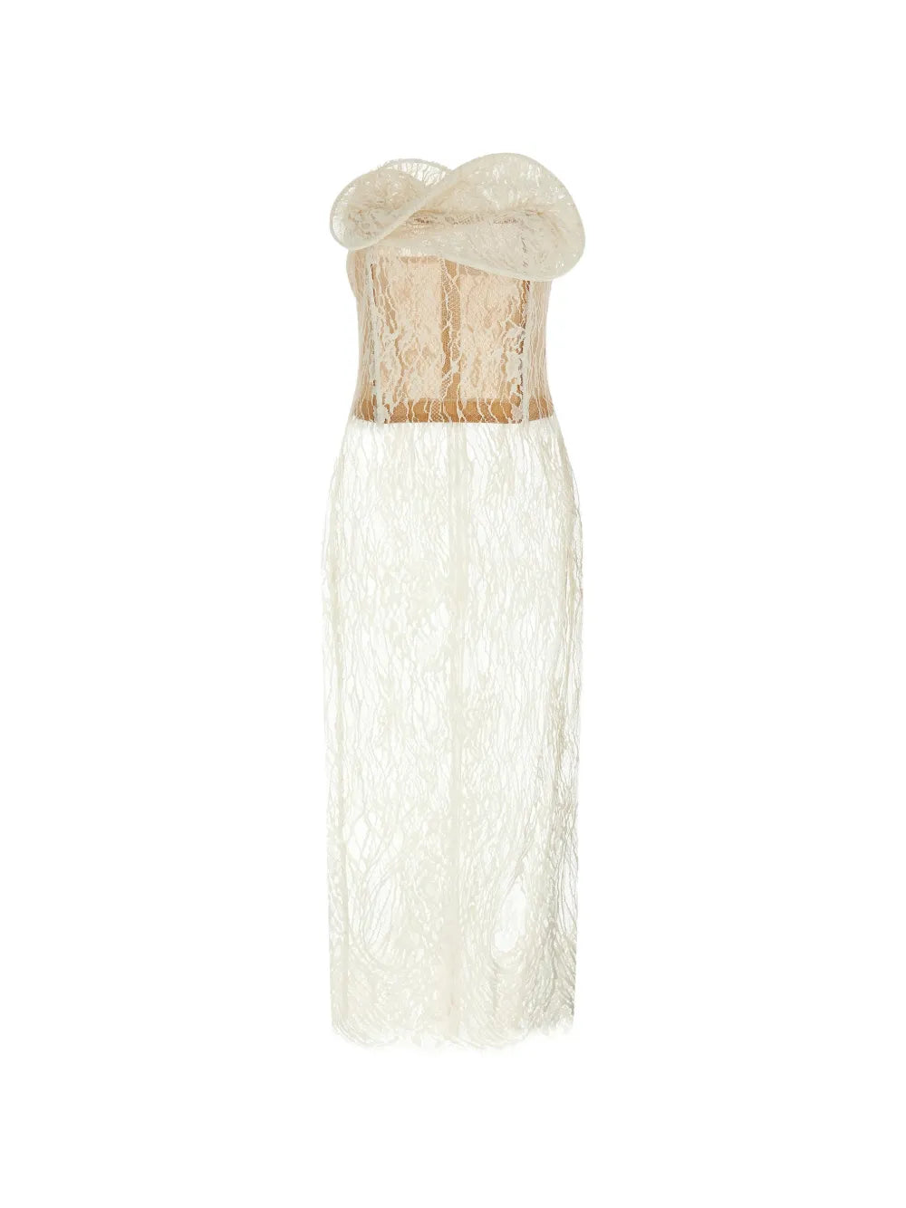 Magda Butrym Floral Lace Midi Dress — White — Size S — Front View