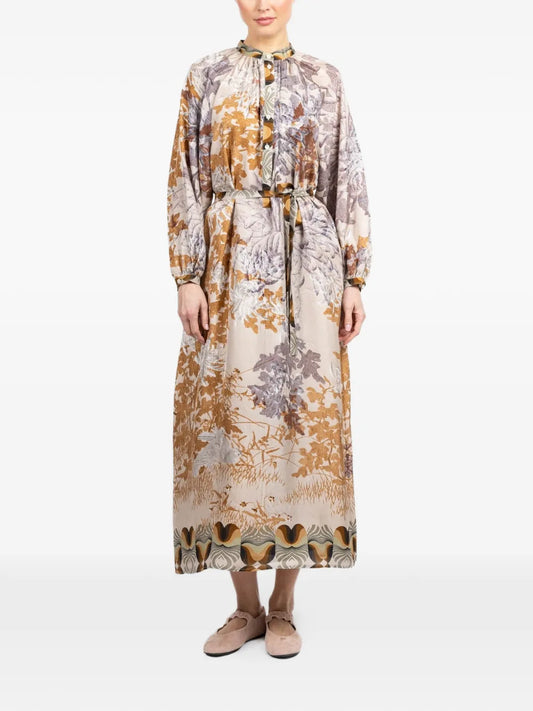 Pierre Louis Mascia Aloe Floral Print Long Sleeve Dress — Same as shown — Size S — Front View