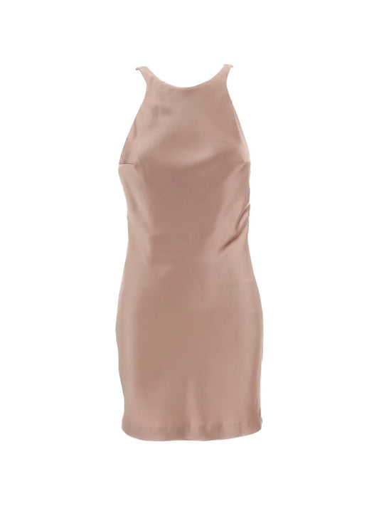 The Andamane Carmen Scoop Back Mini Dress — Pink — Size M — Front View