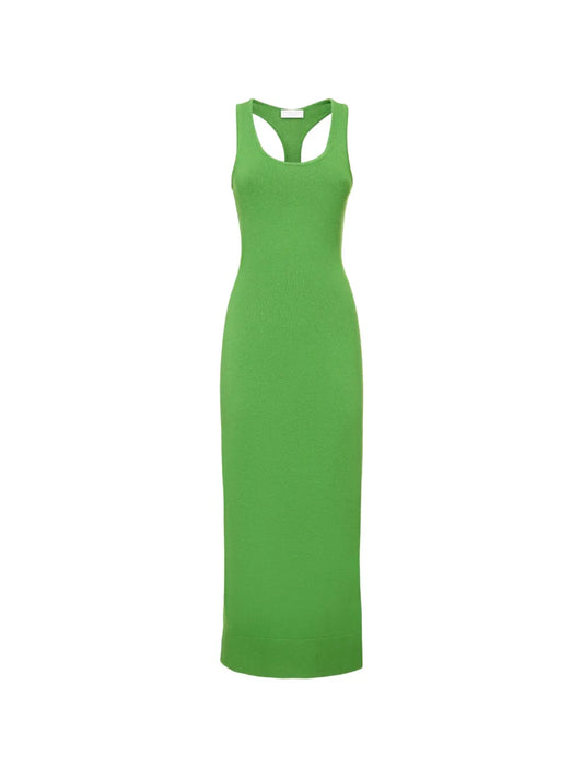 Michael Kors Wide Straps Maxi Dress — Green — Size XS — Front View