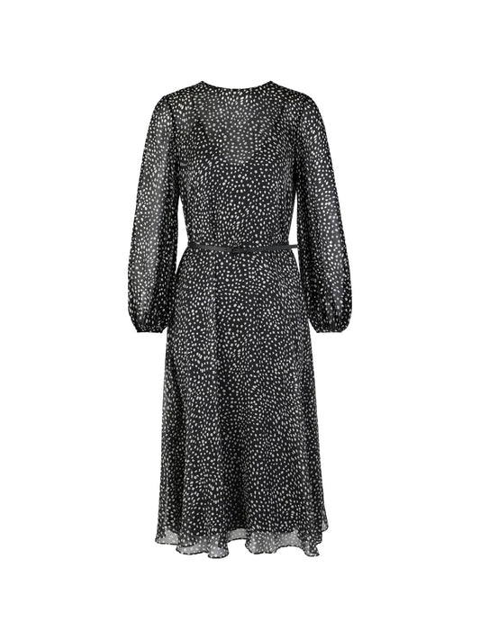 Max Mara Polka Dot Ruffled Dress — Black — Size XS — Front View