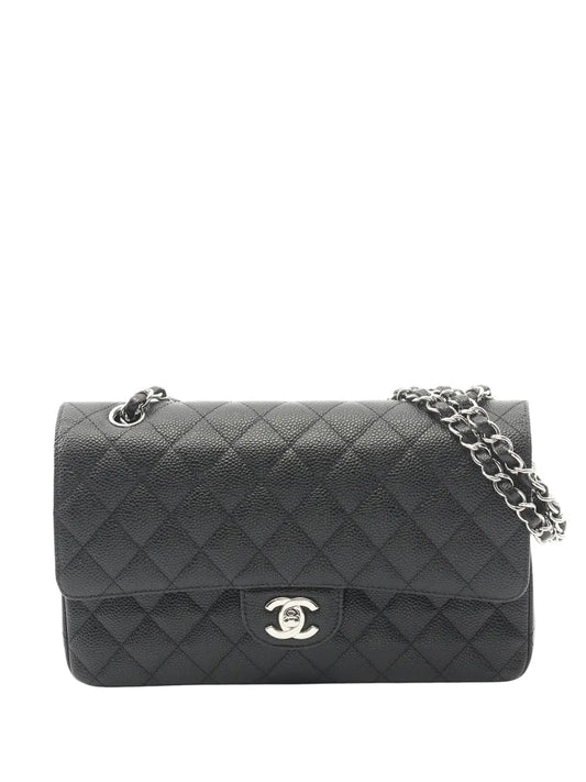 Chanel Pre Owned 2017 2018 Medium Classic Caviar Double Flap Shoulder Bag — Same as shown — Size One Size — Front View