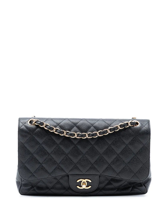 Chanel Pre Owned 2010 2011 Jumbo Classic Caviar Double Flap Shoulder Bag — Same as shown — Size One Size — Front View