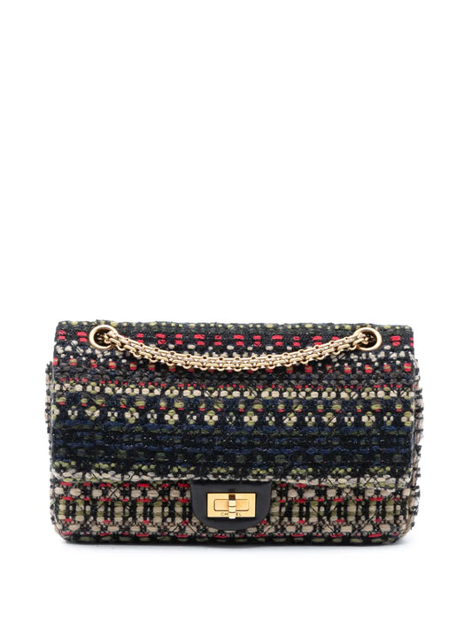 Chanel Pre Owned 2015 2016 Reissue 255 Quilted Tweed Double Flap 225 Shoulder Bag — Same as shown — Size One Size — Front View