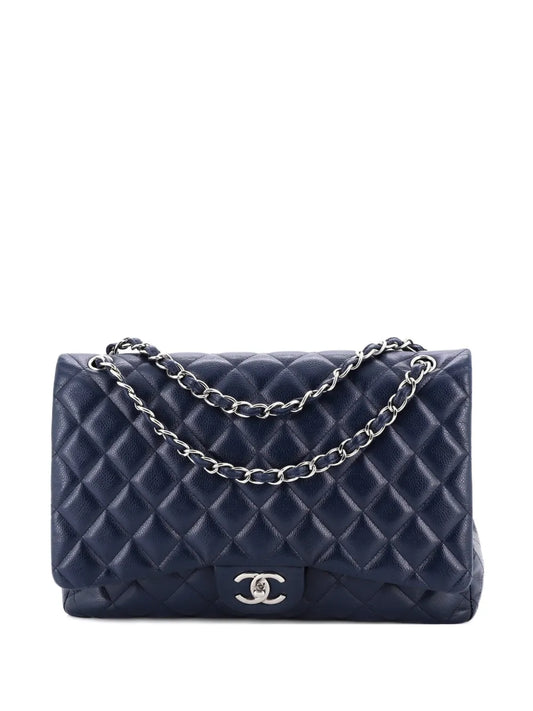 Chanel Pre Owned Classic Double Flap Bag Quilted Caviar Maxi Shoulder Bag — Same as shown — Size One Size — Front View