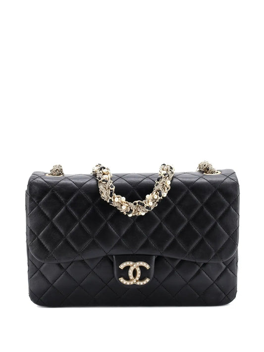 Chanel Pre Owned Westminster Tangled Pearl Chain Flap Bag Quilted Lambskin Medium Shoulder Bag — Same as shown — Size One Size — Front View